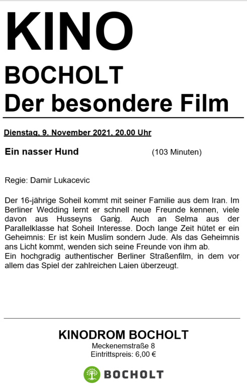 Aus der Reihe "Der besondere Film", präsentiert der Fachbereich Kultur und Bildung in #Bocholt. presse-service.de/data.aspx/stat…