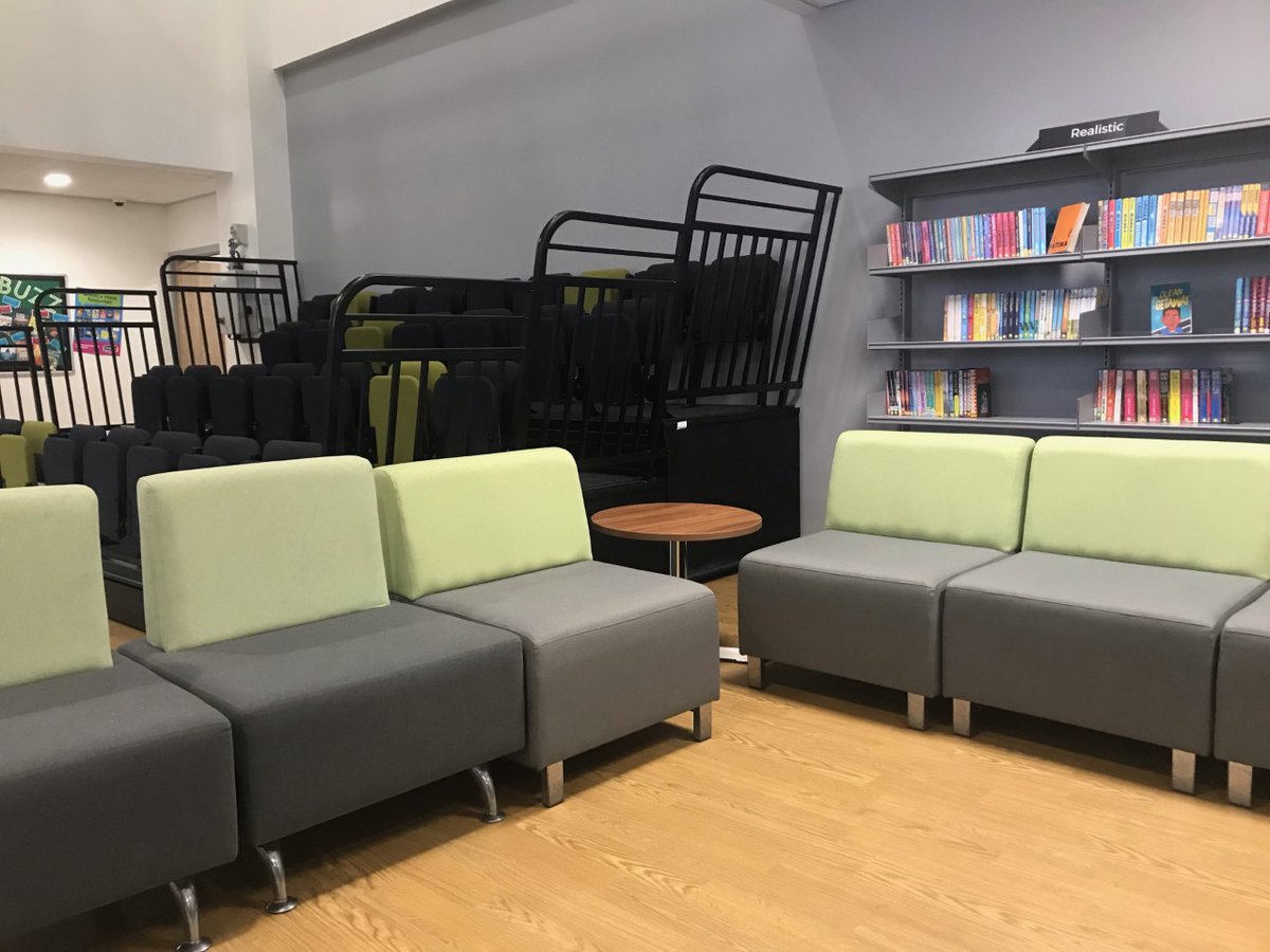 LRReading's tweet photo. Check out our brand new library seating! 🤩 It was a real treat to come back from half term and see the transformation. We are very lucky to have a library big enough to be able to dedicate space for library lessons and author events!⭐️ https://t.co/ecTsCFUSQ1