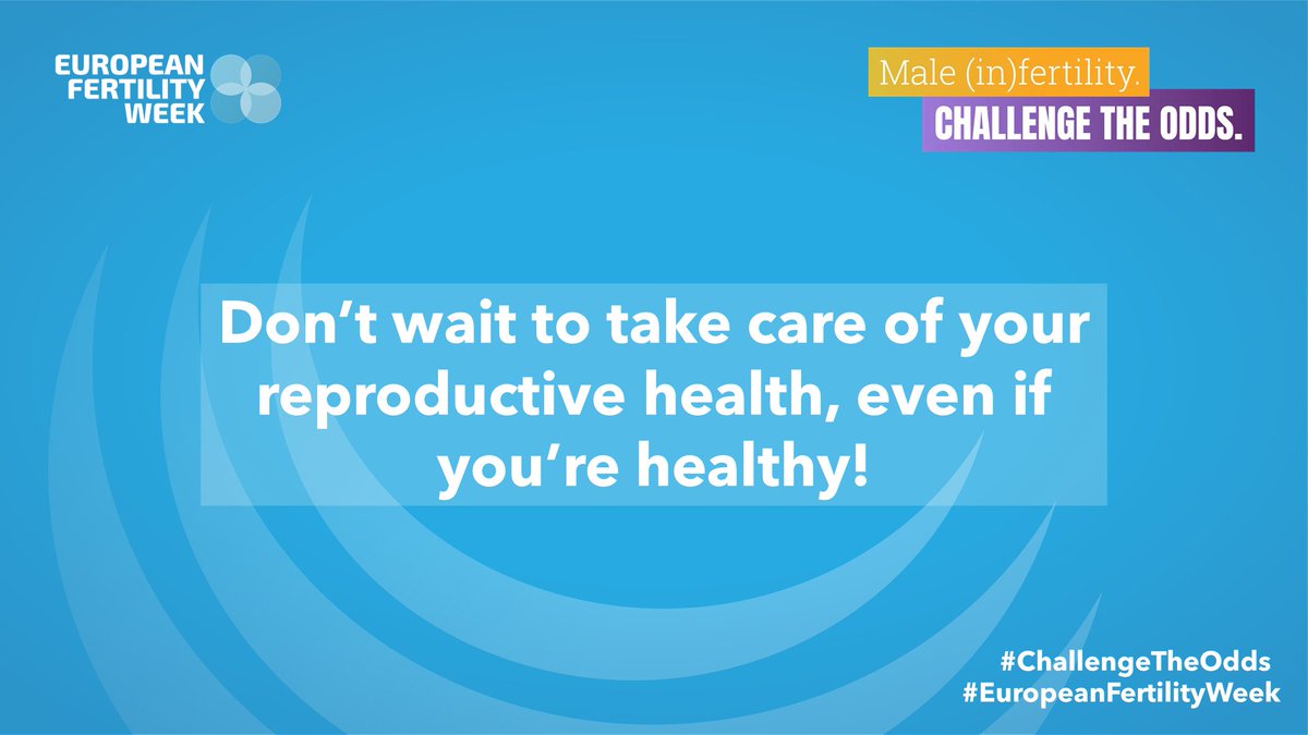 ESHRE's tweet photo. 📅 Age affects men’s #fertility as well, yet most men seeking information about their (in)fertility are over 3️0️.
Early prevention such as a healthy lifestyle, screening and awareness, fertility can be better preserved.
Act now and #ChallengeTheOdds for the future. https://t.co/prbqU0M9m1