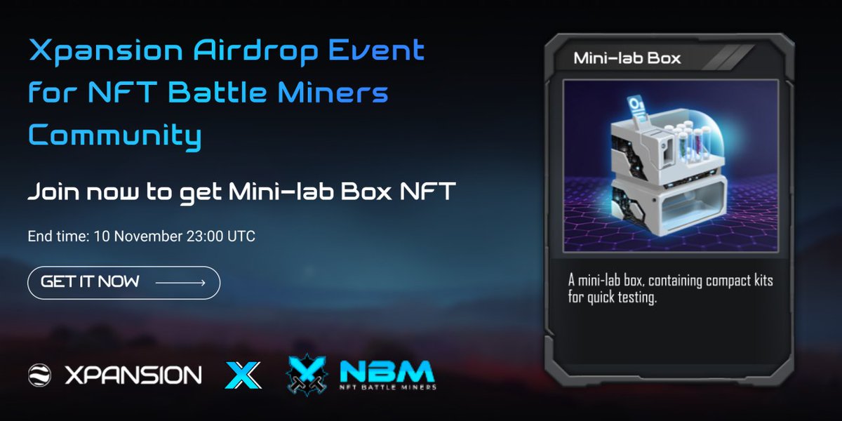 NFT Battle Miners (@nftbattleminers) on Twitter photo 🔥Xpansion x NBM airdrop event
Join to get a free mini-lab!
Follow below steps:
1. Follow @<a href="/NFTBattleMiners/">NFT Battle Miners</a> and @xpsgame
2. Retweet and tag 3 friends
3. Join discord.com/invite/NxUpNDf… and discord.com/invite/8zySn3m…
4. Fill form: forms.gle/LUeRziurFsjFWo…
#WAX #Giveaway #NFTCommunity 🔥Xpansion x NBM airdrop event
Join to get a free mini-lab!
Follow below steps:
1. Follow @<a href="/NFTBattleMiners/">NFT Battle Miners</a> and @xpsgame
2. Retweet and tag 3 friends
3. Join discord.com/invite/NxUpNDf… and discord.com/invite/8zySn3m…
4. Fill form: forms.gle/LUeRziurFsjFWo…
#WAX #Giveaway #NFTCommunity