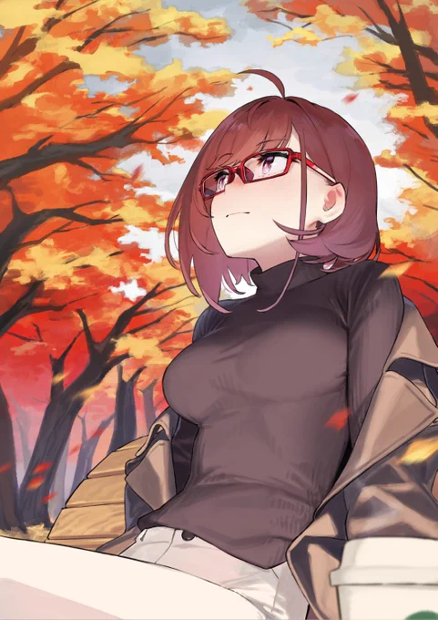近視の姉と紅葉狩りデート👓🍂
「肌寒くなってきたね」 