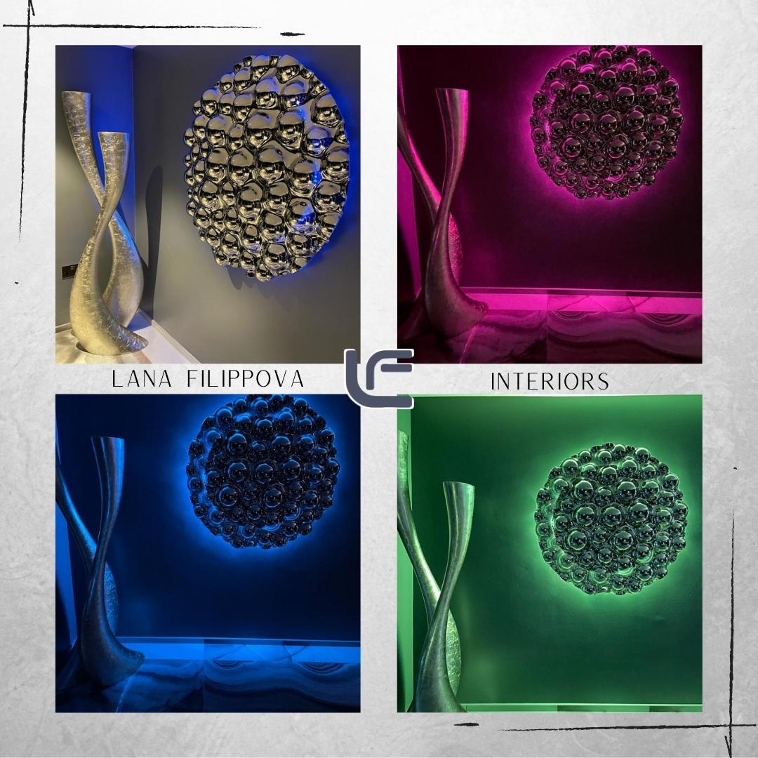 Bubble glass wall art with colour changeable lighting