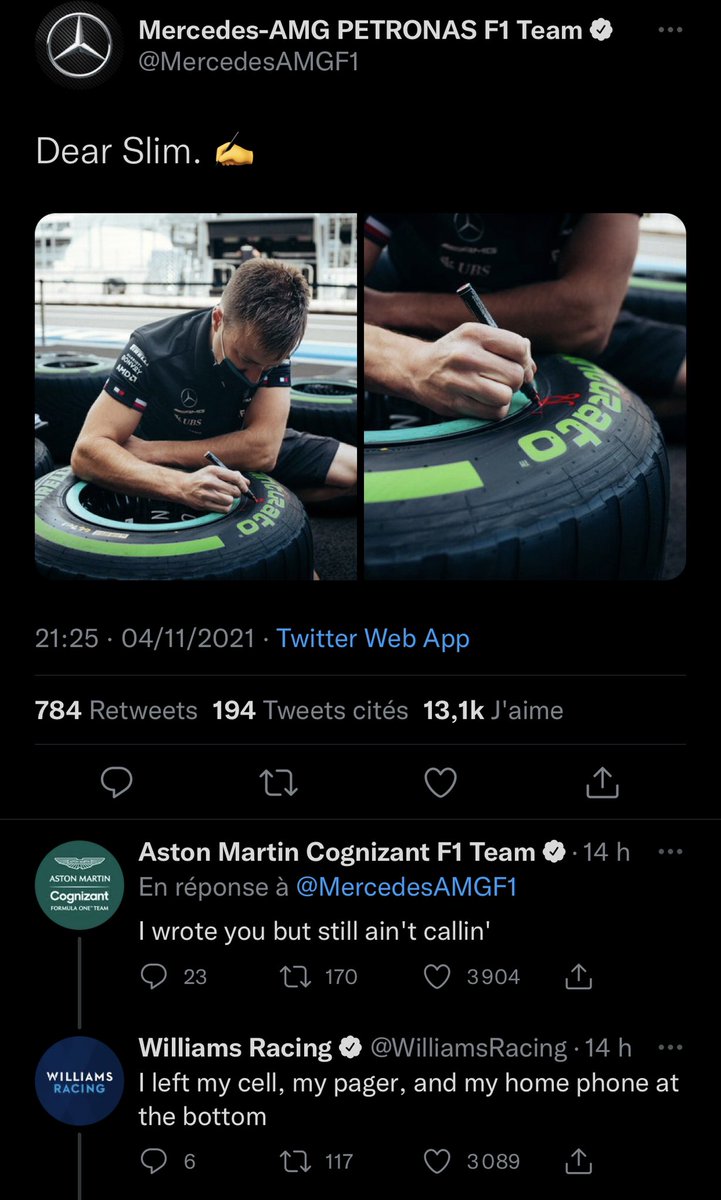 AuRupteur's tweet photo. 📝 Les CM de Merco, Aston, Williams et Alpine sont fans d’Eminem. #ThisIsStan https://t.co/jJ6SZo2oBJ