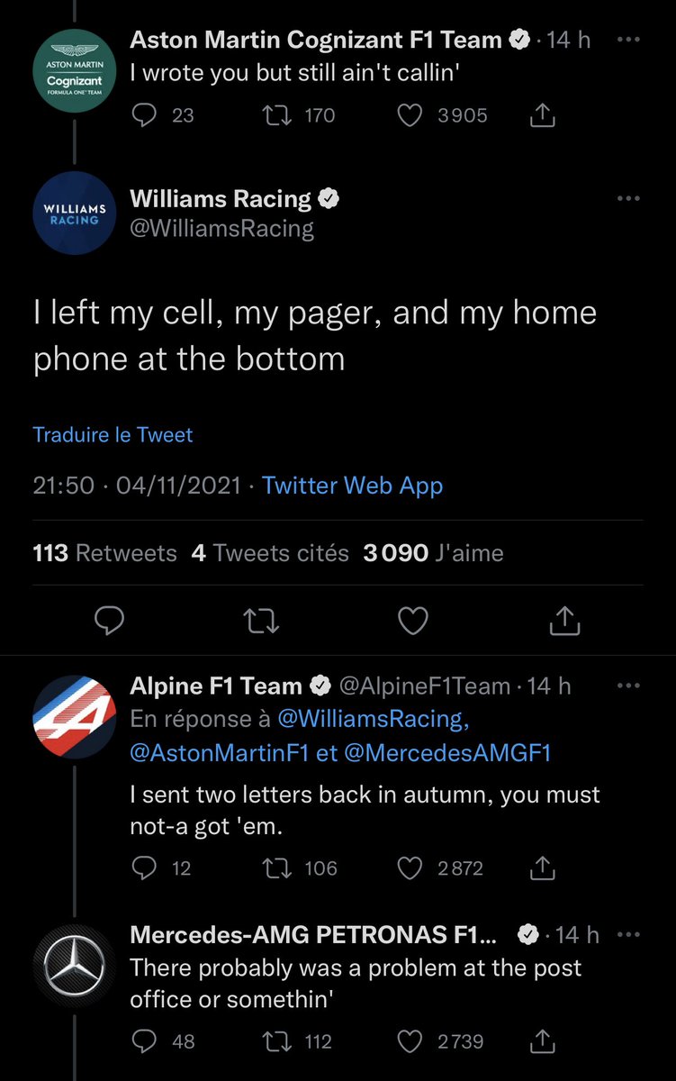 AuRupteur's tweet photo. 📝 Les CM de Merco, Aston, Williams et Alpine sont fans d’Eminem. #ThisIsStan https://t.co/jJ6SZo2oBJ