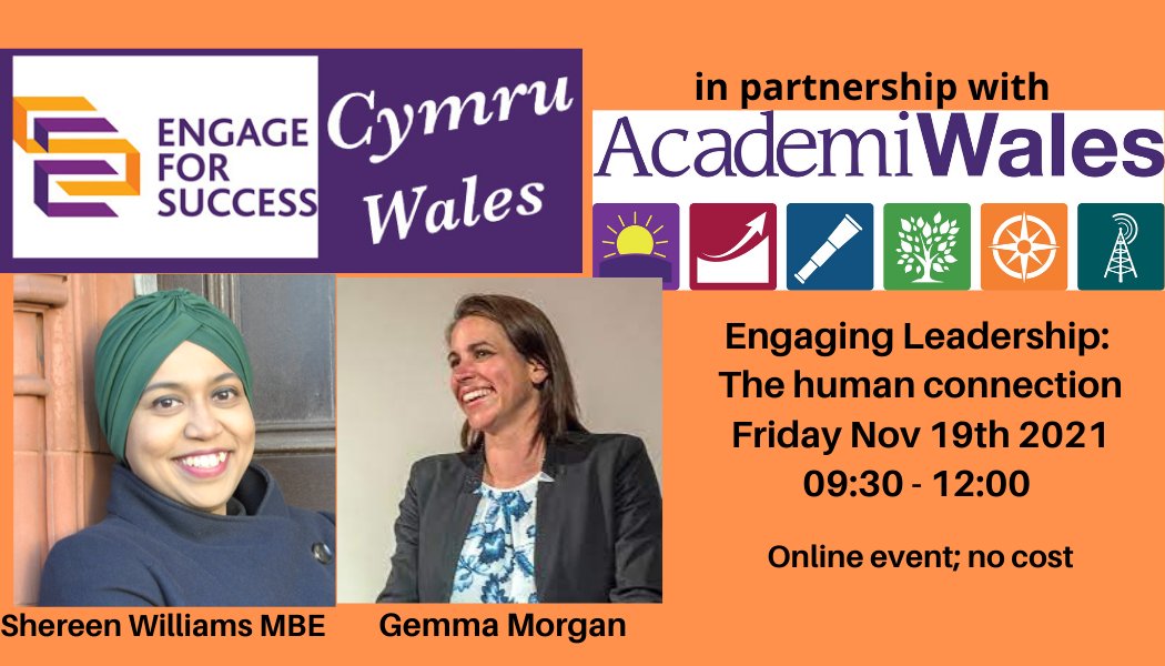 EFSwales's tweet photo. Don't miss out! Register now for our next event #EngagingLeadership #thehumanconnection #November19th #online via https://t.co/dbh5pw6dJW. With the wonderful @morganeight and @ShereenWilliams. Huge thanks also to @E3insight for their support in hosting our #event @Engage4Success https://t.co/5lZ7ILLzI3