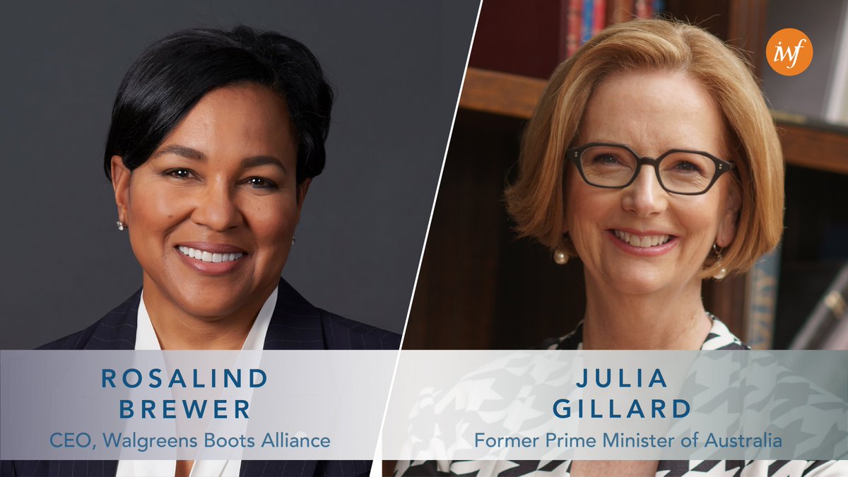 JuliaGillard's tweet photo. Thanks to @IWFglobal for the honour of induction into their International Hall of Fame, and congratulations to my fellow inductee Rosalind Brewer, CEO of Walgreens Boots Alliance (@wba_global). #IWFLeadsChange https://t.co/cUnVdXjfdb