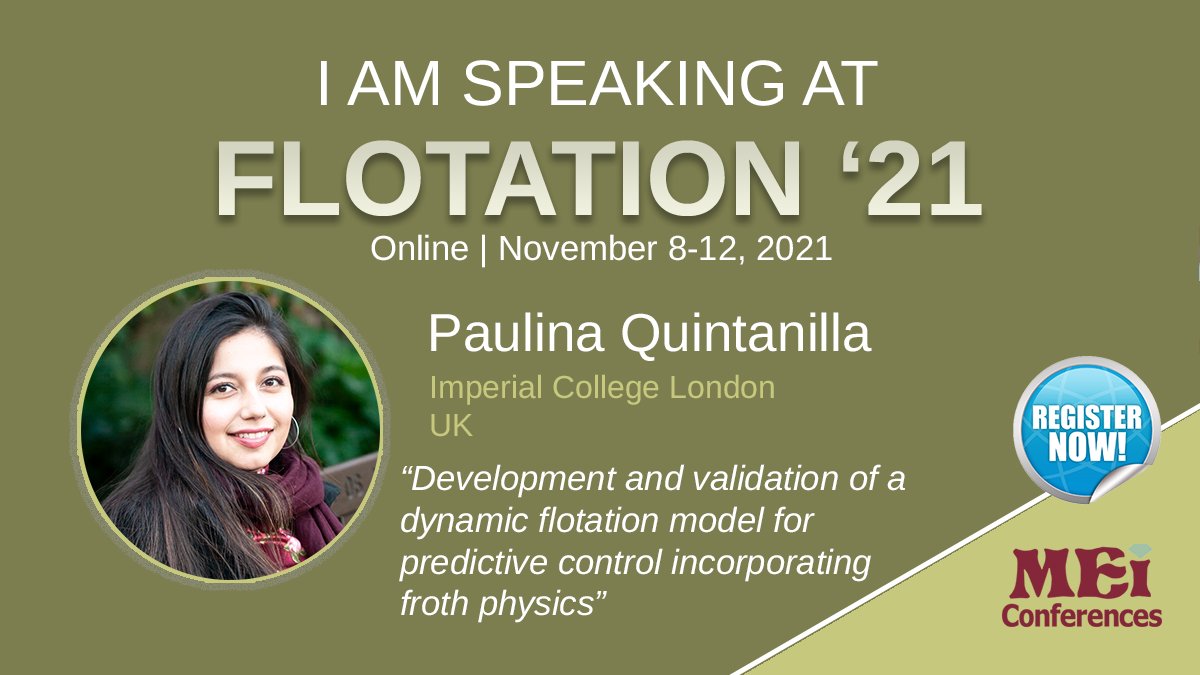 AMPRG_Imperial's tweet photo. 📢Next week at #Flotation21, Paulina will be giving a talk about the main results of her PhD research on modelling for flotation predictive control. Not to be missed!! https://t.co/nU0zoDcVDQ