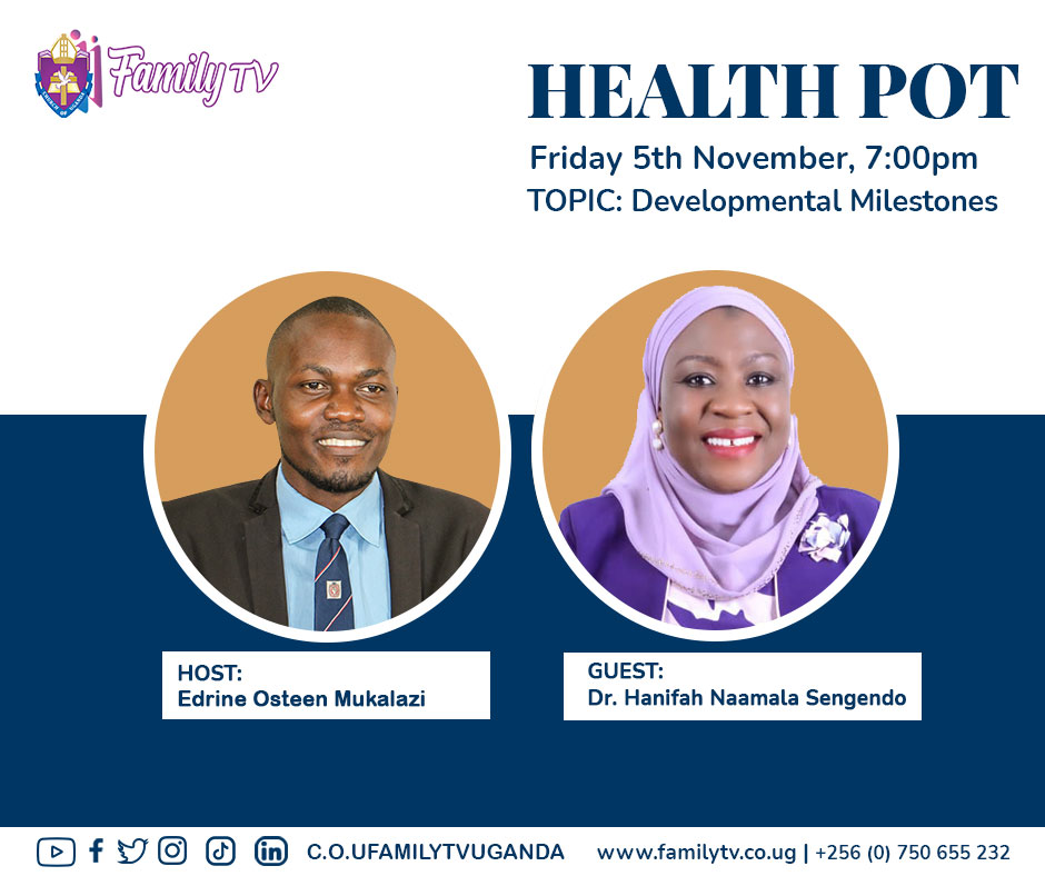 coufamilytv's tweet photo. How do you know that a child's development milestone is on track?
๐ชThis week on #HealthPot, we launch deeper in the discussion.
๐จDr. @hanifahsengendo answers frequently asked questions parents usually ask. Follow this link to learn more https://t.co/lBiodmyHpd
#Enrichinglives https://t.co/TgxSthSugo