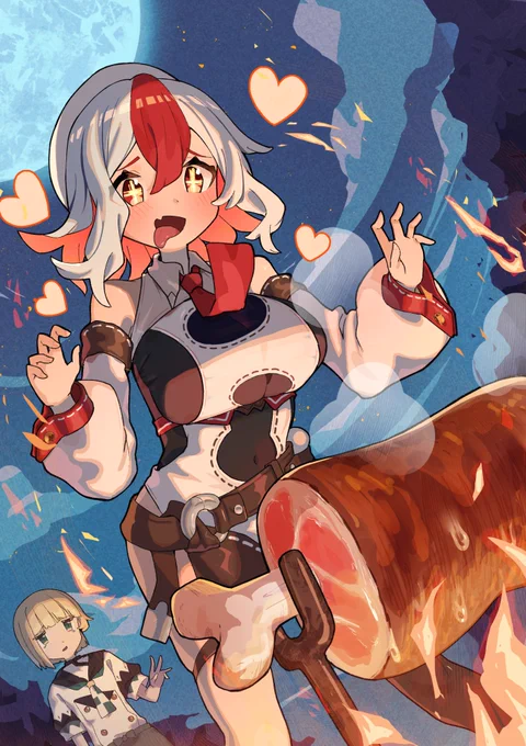 「早く焼けないと食べちゃうぞー🍖」
#たぬきんぐだむ 
