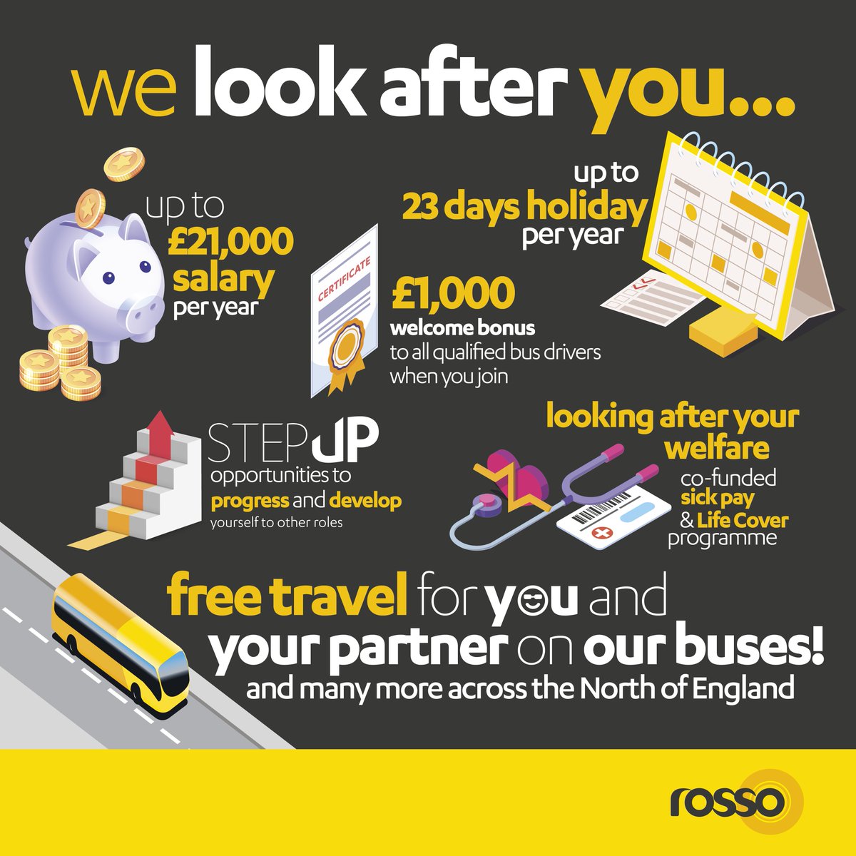 Rossobus's tweet photo. Take a look at some of the amazing benefits you receive when you join us 🤗

There's even a £1000 welcome bonus to all qualified drivers!

Interested? We'd love to hear from you👉https://t.co/qXVzruOBGo https://t.co/gGXHgFuTpr