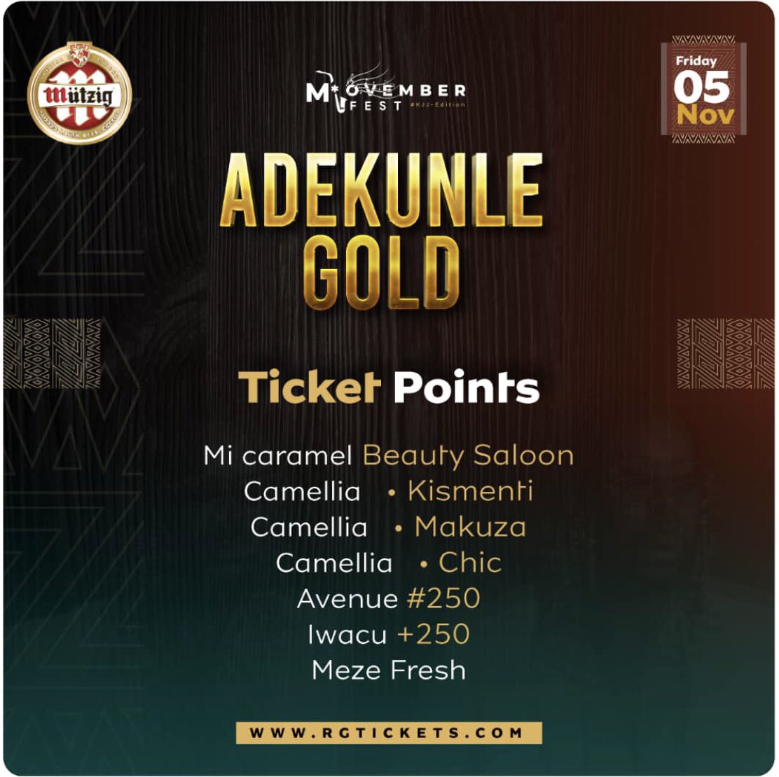 📢 📣 Kigalians #RwOT it’s going down this evening at <a href="/CanalOlympiaRW/">CanalOlympia Rebero</a> for the #MOvemberFest <a href="/adekunleGOLD/">BIG FISH</a> <a href="/MutzigRwanda/">Mutzig Rwanda</a>  and this is how &amp; where to get your tickets