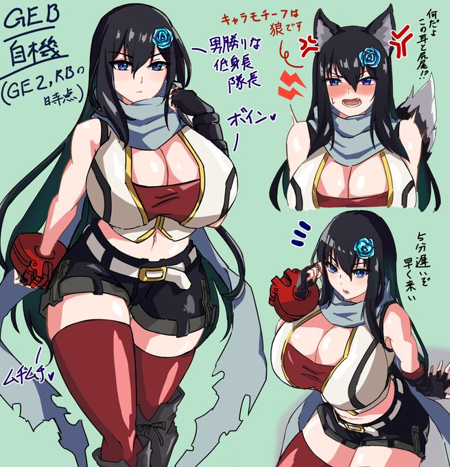 ゴッドイーターバーストの自機「菊梅牡丹」で早描き練習。GE2、RB時の姿で、クレイドル隊長。マフラーや髪飾りなど、好みの装飾を描き足してます。#イラスト好きな人と繋がりたい #イラストレーターさんと繋がりたい #絵描きさんと繋がりたい #絵師さんと繋がりたい 