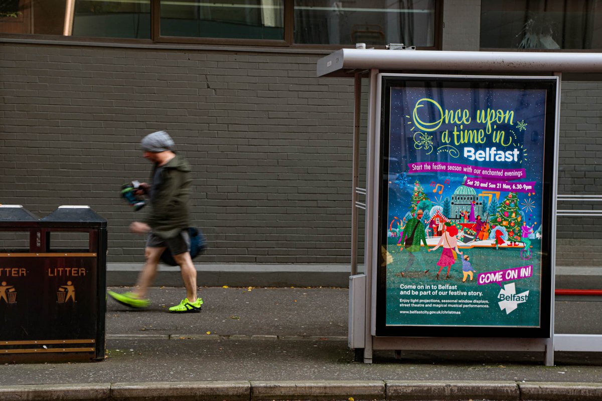 BMO_NI's tweet photo. Come on in to #Belfast &amp; be part of our #Festive story with our #EnchantedEvenings - Sat 20th &amp; Sun 21st of Nov, 6:30-9pm with light projections, street theatre &amp; magical musical instruments - Visit https://t.co/H8BJ3hnmxX for more info #OOH #ImpactWrap #Adshel #ChristmasEvents https://t.co/wNbHmAuZJp