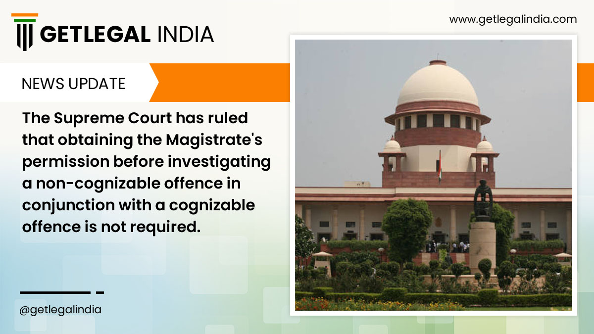 Getlegalindia's tweet photo. Prior Sanction Of Magistrate Not Mandatory For Investigating Non-Cognizable Offence Along With Cognizable Offence: Supreme Court
#GetlegalIndia #India #News #Sanction #Magistrate #SupremeCourt #Mandatory #Offence #Cognizable https://t.co/ATPVq3pKZU
