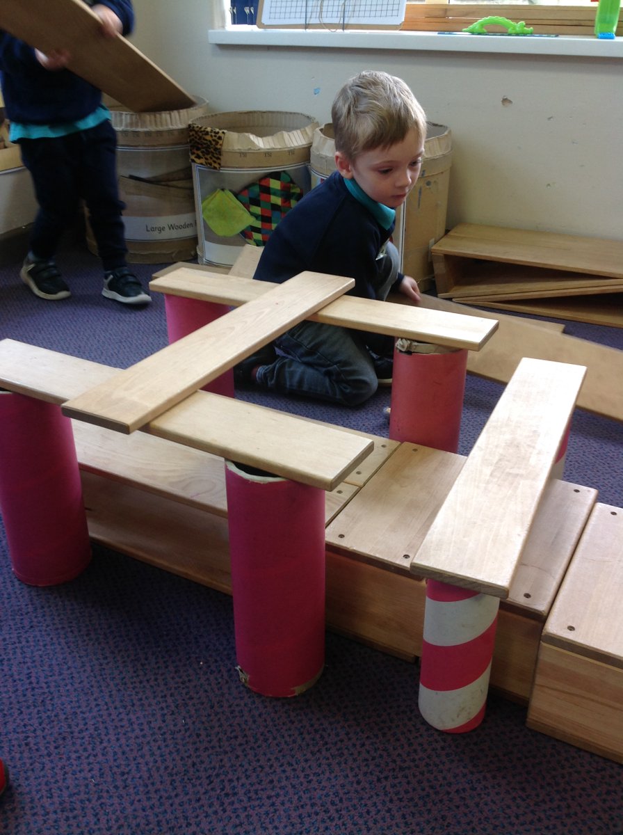 HaslingdenHill1's tweet photo. "Block play provides opportunities to observe children, giving glimpses into their thinking. We can almost hear a child's thoughts as we watch. Children use the language of blocks to communicate ideas, building foundations for future forms of self-expression."Community Playthings https://t.co/cfmNRLw6QG