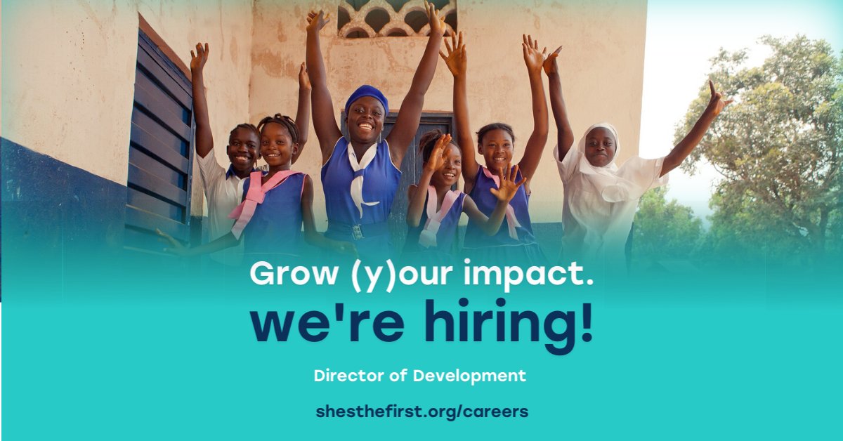 REMINDER! <a href="/shesthefirst/">She's the First</a> is hiring a Director of Development ($100k, remote-friendly, U.S. based) and *now* is the time to apply b/c we're already moving candidates to 1st/2nd round interviews! shesthefirst.org/careers

Tweet me any Qs about the role or STF: I'm happy to answer.