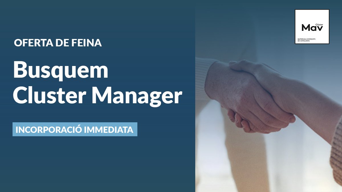 ClusterMAV's tweet photo. Estem contractant un #ClusterManager per liderar l'equip!
Consulta els requisits i competències clau i aplica abans del 🗓️10/11
➡️ https://t.co/loAwjvy60C https://t.co/OHC5epQ3eu