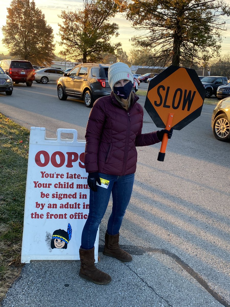 Car rider morning duty volunteers are the BEST:) Thank you Mrs. Atkinson for putting on the extra layers yesterday to greet and help control traffic flow!