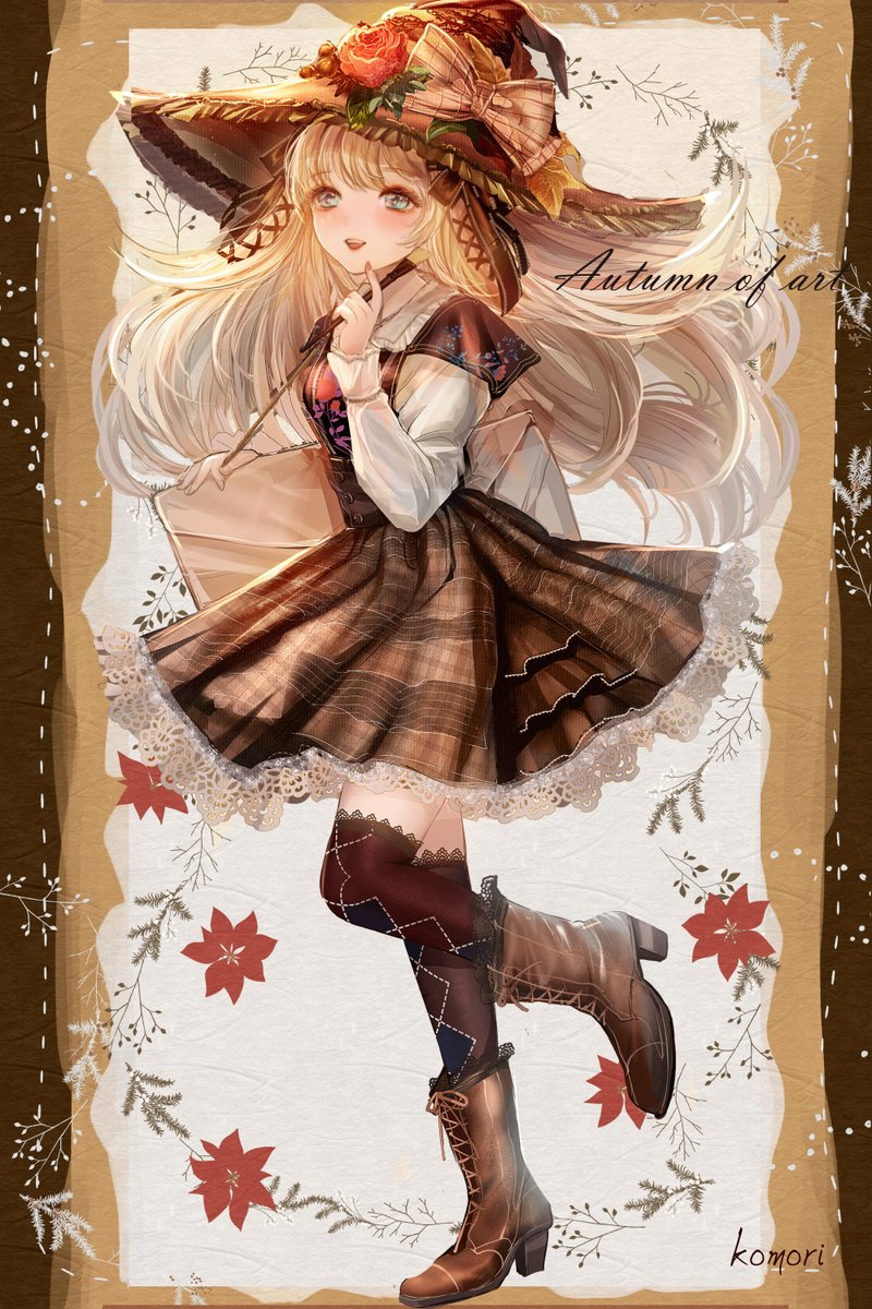 1girl hat solo witch hat long hair blonde hair boots  illustration images