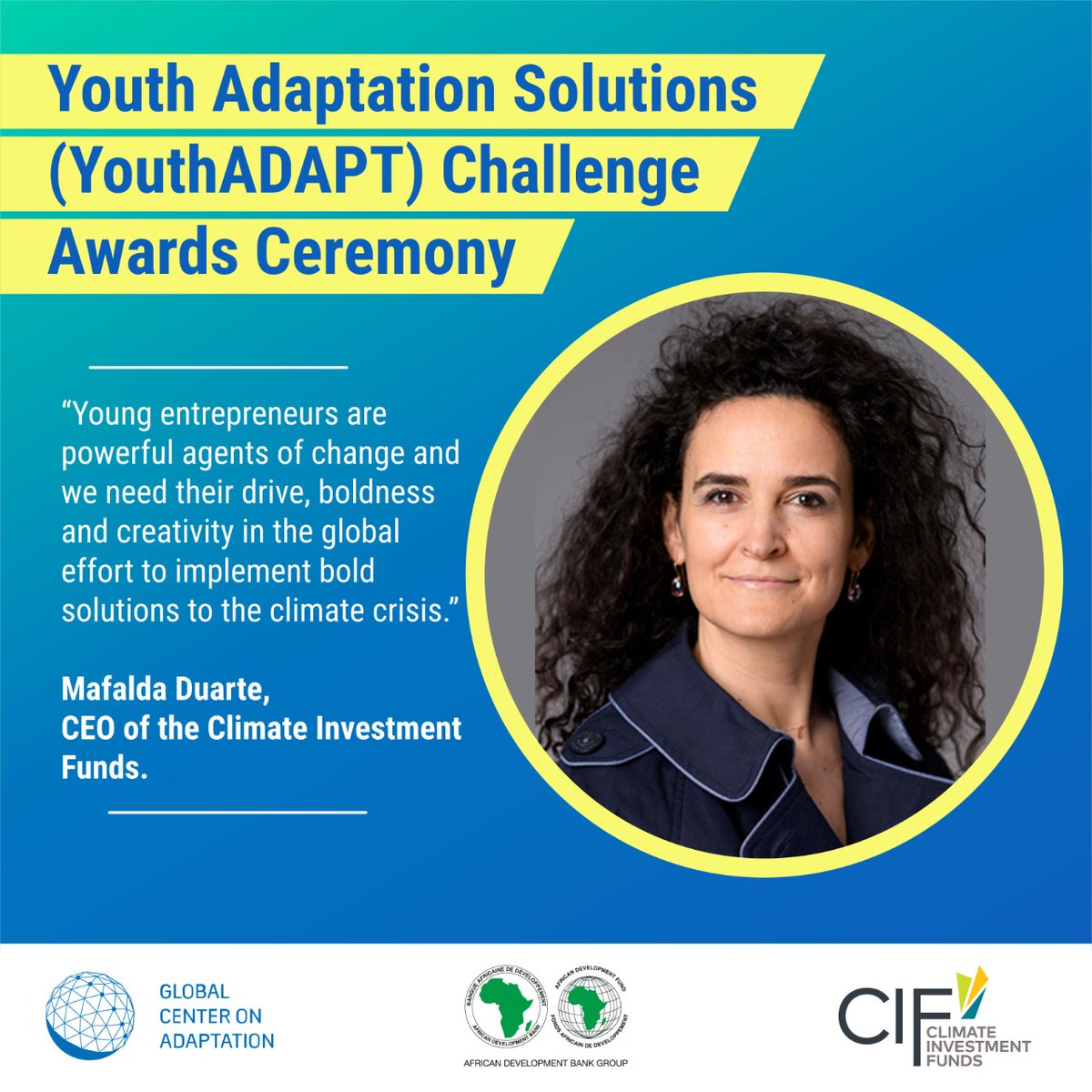 10 #YouthADAPT challenge winners being awarded and showcased at the #COP26 during a dedicated awards ceremony <a href="/CIF_Action/">CIF</a> <a href="/GCAdaptation/">Global Center on Adaptation</a> <a href="/AfDB_Group/">African Development Bank Group</a> <a href="/Kcic_Consulting/">KCIC Consulting (KCL)</a>
#AfricaCOP26