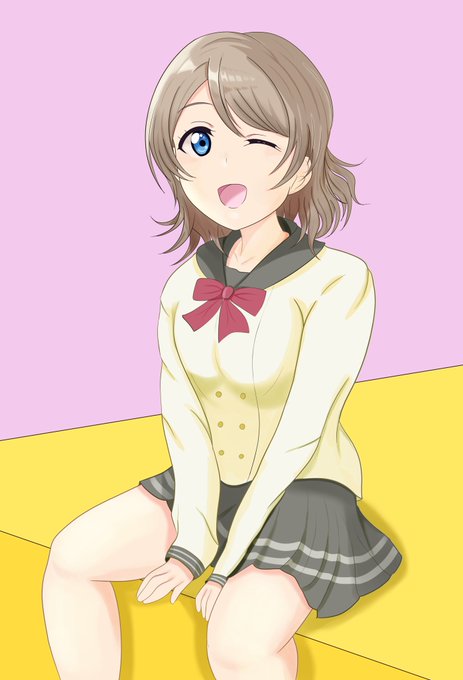 座っている曜ちゃん(LIVE with a smile!のジャケットからイメージ)#ラブライブ #ラブライブサンシャイン #lovelive #lovelive_suinshine #渡辺曜 #Aqours 