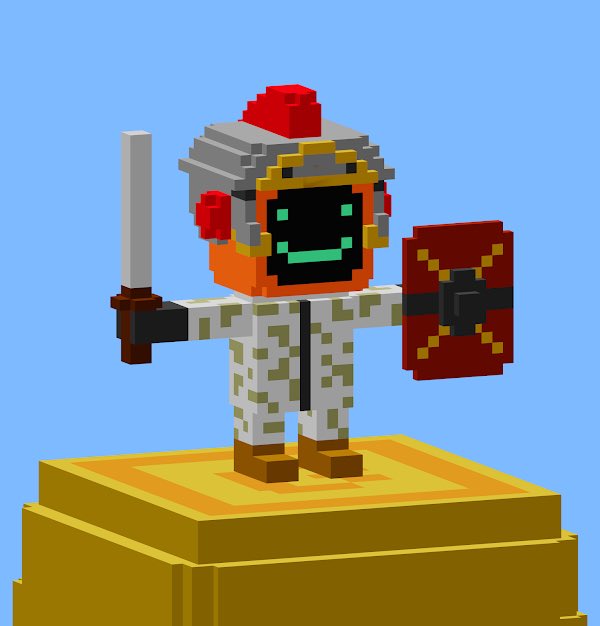 From the moment Maximus was born, he was taught one thing, to fight. As he rose in rank and power in the Soldier's clan he ascended to the role of Roman General. Death to all who face Maximus in the Colliseum. This #BlockBot doesn't shy away from a battle. <a href="/BlockbotsNFT/">BlockBots</a>