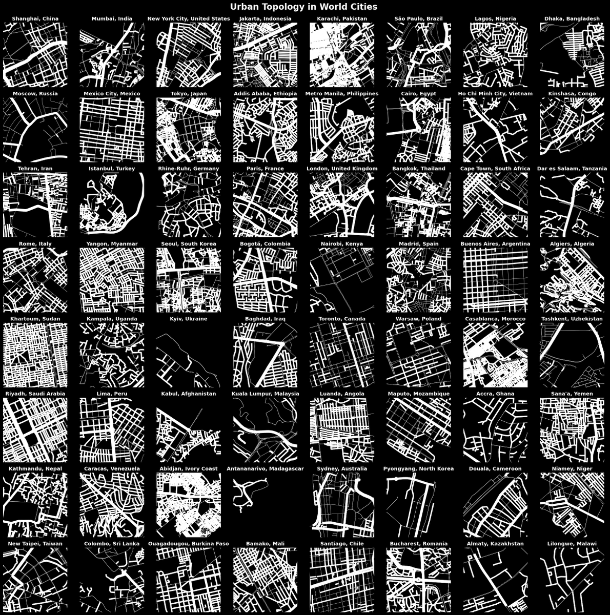 Andrew Renninger (@andrewrenninger) on Twitter photo #30DayMapChallenge | OSM
The downtown (according to <a href="/latlong_net/">Latitude Longitude</a>) of the largest city in the largest countries, made with OSMnx and #Python. #30DayMapChallenge | OSM
The downtown (according to <a href="/latlong_net/">Latitude Longitude</a>) of the largest city in the largest countries, made with OSMnx and #Python.