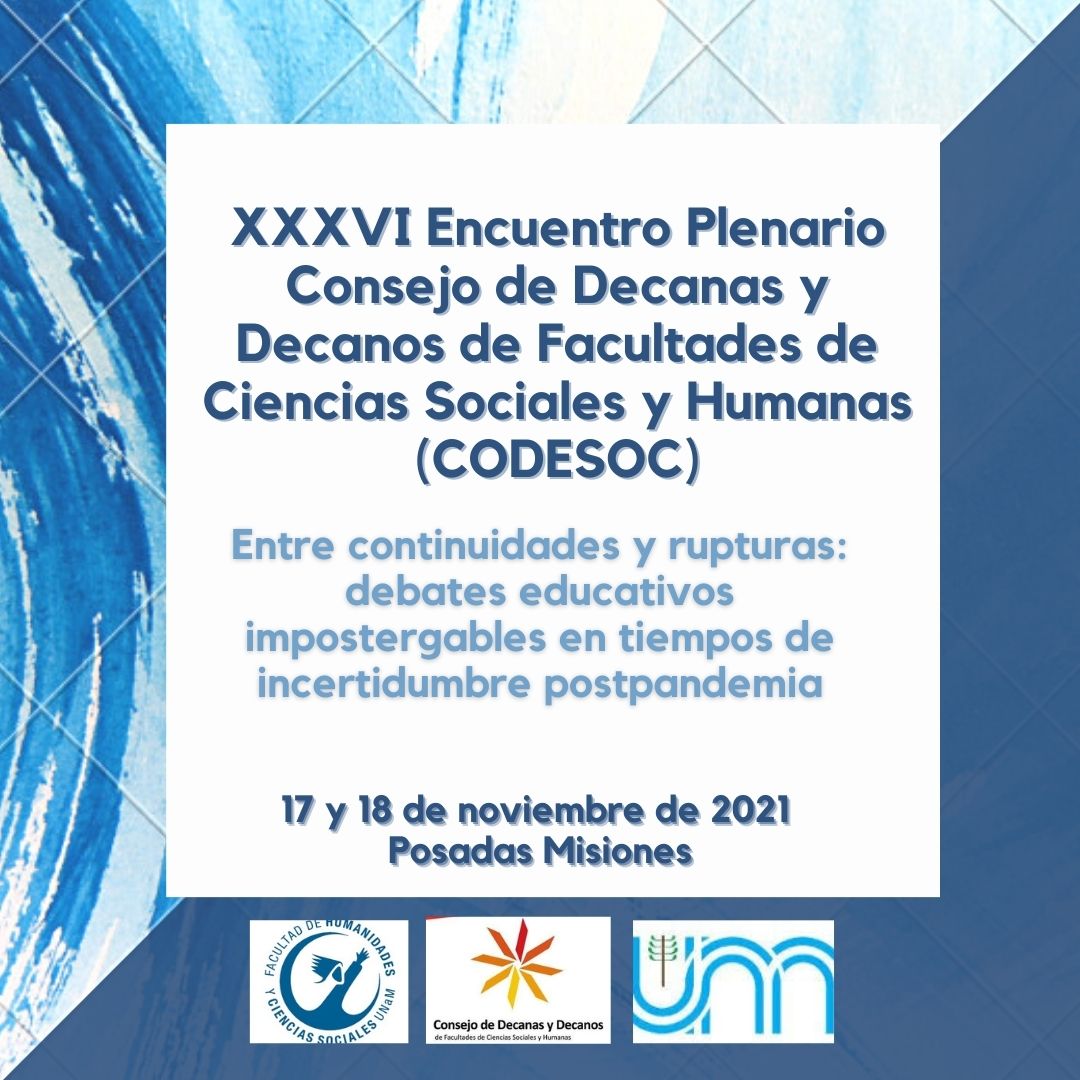 CodesocOK's tweet photo. 📅El próximo 17 y 18 de noviembre se desarrollará el XXXVI Encuentro Plenario del #CODESOC. La misma se desarrollará en la Universidad Nacional de Misiones (@un_misiones).

📲Accede al programa completo en el siguiente link: https://t.co/sWqfcwvkcK https://t.co/bCg9rxj7vG