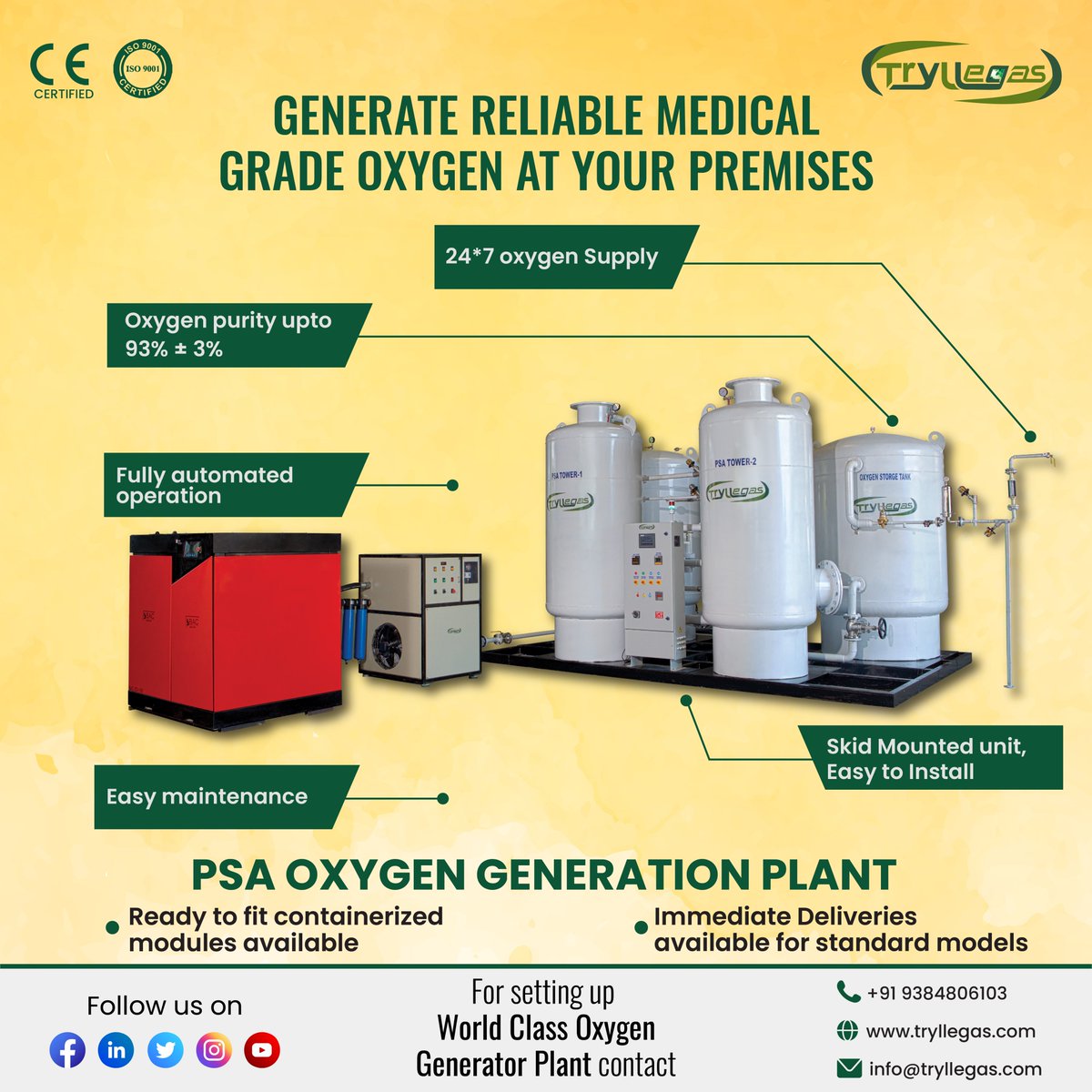 ccwilgroup's tweet photo. #Tryllegas, a part of #CanadianCrystallineGroup manufactures world-class #MedicalOxygenGeneratorPlant that produces high-quality medical grade oxygen for medical/hospital usage.

For setting up the oxygen plant, call us at +91 9384806103 or visit us at https://t.co/birPvbR3QO https://t.co/LL0swMVEGi