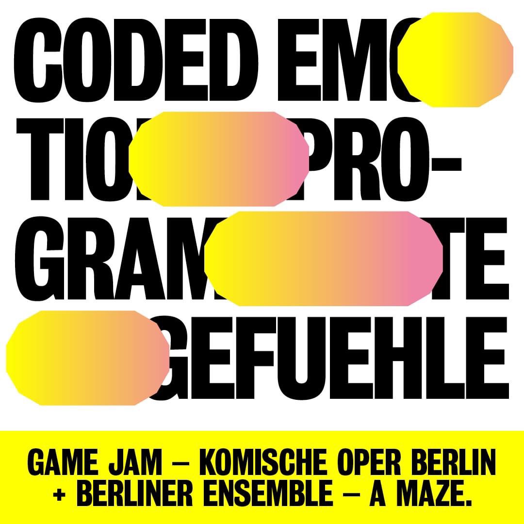 AMazeFest's tweet photo. Super exciting ! Today kicks off our ‚Coded Emotions‘ Game Jam with @blnensemble and @Komische_Oper. 

Expect lots of noise. All games will get uploaded to https://t.co/GCxBIidGN1 on Sunday. 

#AMaze2021 #codedemotions #theater #opera #gamedev #arthousegame https://t.co/MTYFESZCSr