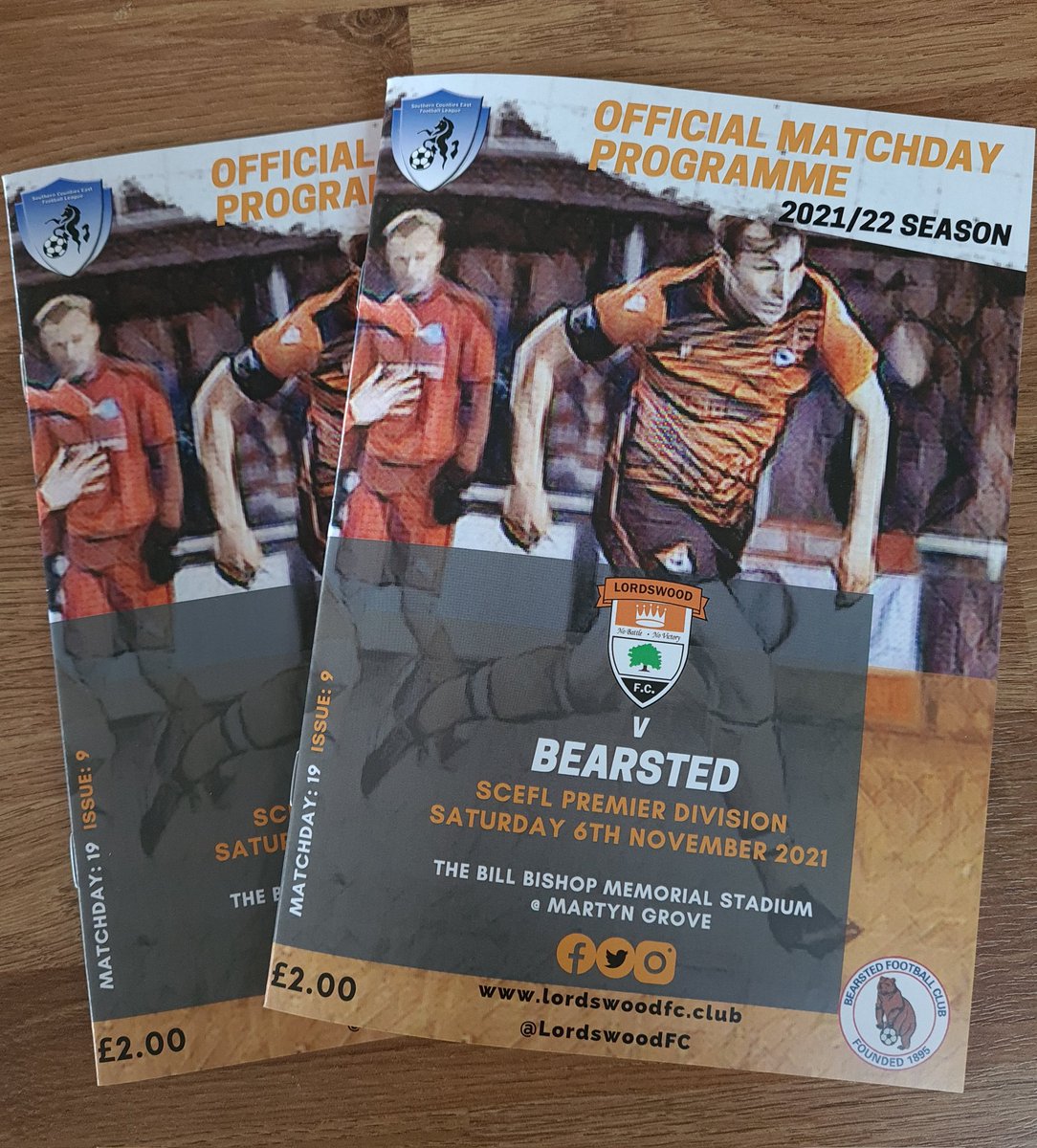 LordswoodAFC's tweet photo. Thanks once again to @24HourPrintline for their quick work on getting our programmes to us for tomorrow's @SCEFLeague game against @Bearsted_FC 
On sale at the turnstile, be sure to pick up your copy.
COME ON YOU WOOD!
#NoBattleNoVictory #UTW 🧡 🖤 
📸 @allensphotos79 https://t.co/WVpdKVw8pM