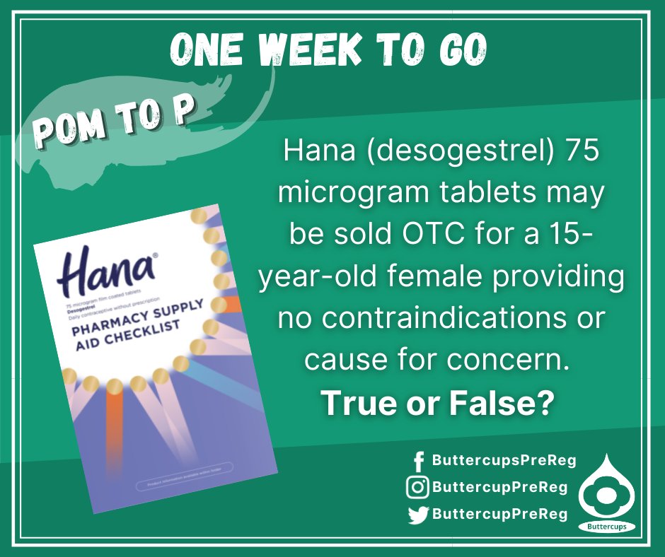 ButtercupsTP's tweet photo. Desogestrel is a new reclassified drug which can now be supplied OTC. Are you aware of it's licensing?
#traineepharmacist #prereg #proreg #provreg #resitter #oneweektogo https://t.co/p3BynCDjaj