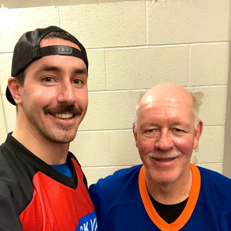 troymurray22's tweet photo. My current #Movember stache isn't quite share-worthy yet, so here's a throwback to the 2019 @EasterSeals Hockey Classic with NHL legend Billy Smith. In 2 weeks I'll be participating again to help kids BE KIDS: 
https://t.co/3cNe3G4sW5? https://t.co/H6DiEK4U9G