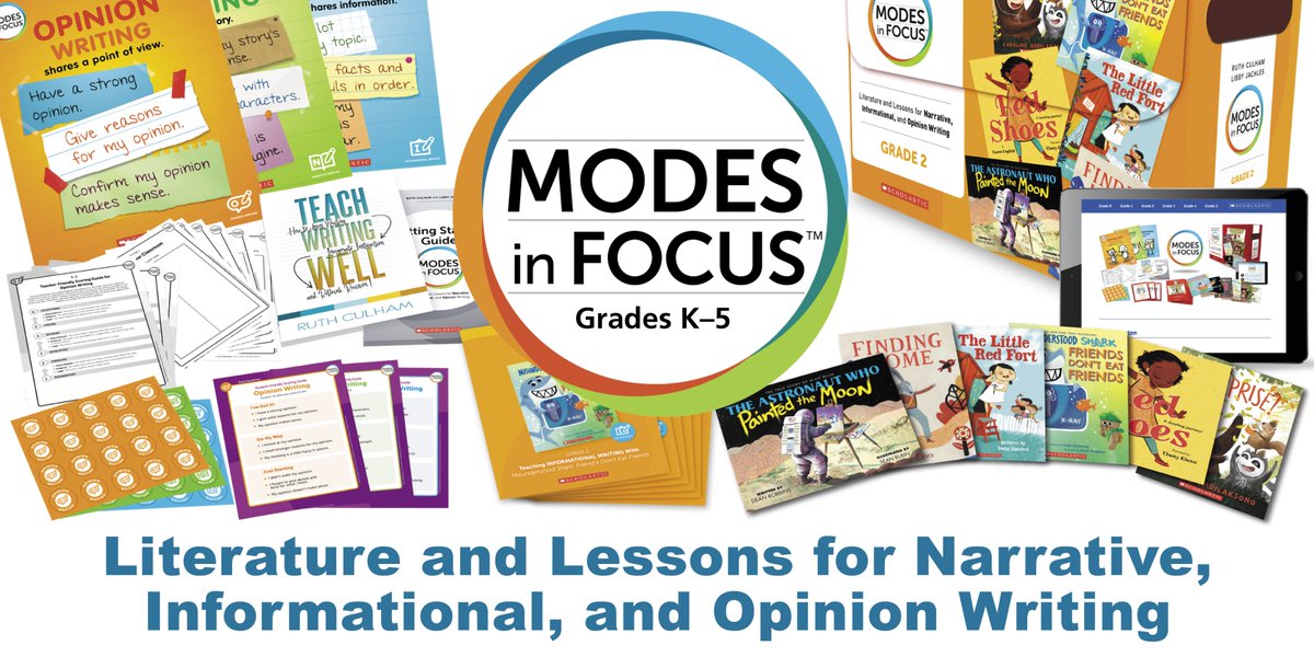 ScholasticEdCda's tweet photo. NEW Writing Kits! Leading experts Ruth Culham @WritingThief and Libby Jachles @LibbyJachles link mentor texts to the modes of writing and provide model lessons that get students writing immediately and enthusiastically. Learn more: https://t.co/laTeyjTnp9 #modesinfocus https://t.co/fpPGnwSTkW