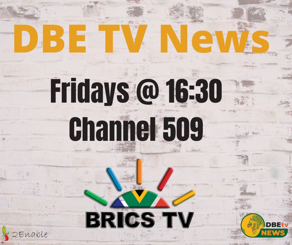 2EnableOrg's tweet photo. If you have missed the 12pm @dbetvnews then you can catch them again on the BRICS Channel, channel 509 at 16:30.
@dbe_tv BRICS Channel
#DBEsupport #BRICSTv
#newsbulletin https://t.co/ajz69dl0db