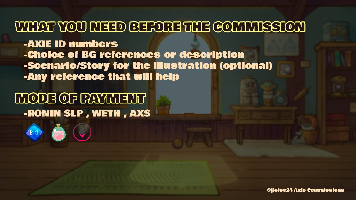 Loys2499's tweet photo. I'm now open for axie commissions ❤☀🥺

3 slots available right now ❤

After reading thru this guide , feel free to leave me a DM ^^ <3 first come , first served ^^

Strictly Axie Commissions and SLP , AXS , WETH (and RON?) only ❤. https://t.co/1xpb8PtBzs