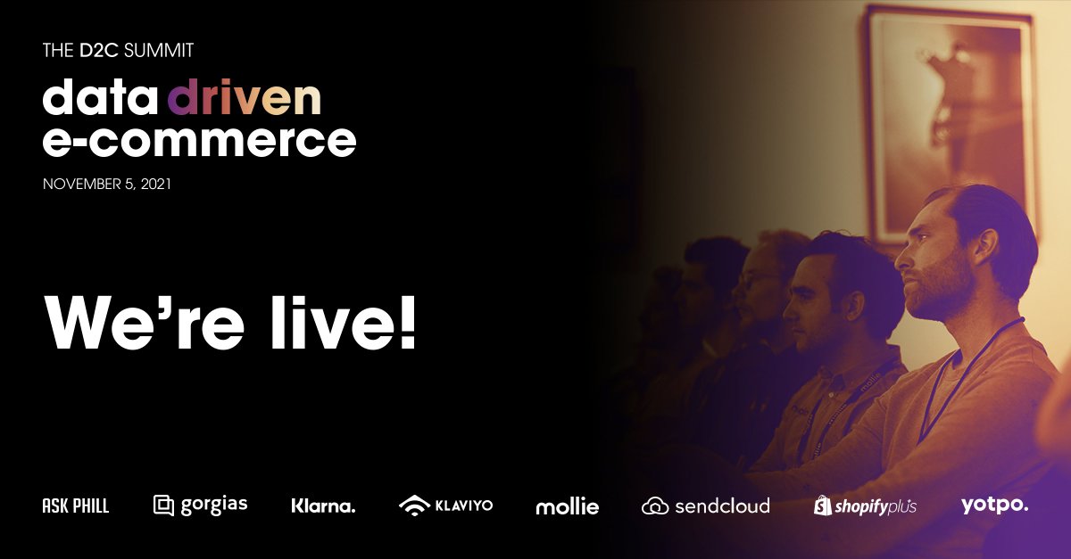 WE. ARE. LIVE! 
If you haven't already, head to thed2csummit.com to join us!

<a href="/gorgiasio/">Gorgias 📨</a> <a href="/Klarna/">Klarna</a> <a href="/klaviyo/">Klaviyo</a> <a href="/MolliePayments/">Mollie Payments</a> <a href="/Sendcloud/">Sendcloud</a> <a href="/ShopifyPlus/">Testing Account2</a> <a href="/Yotpo/">Yotpo</a>