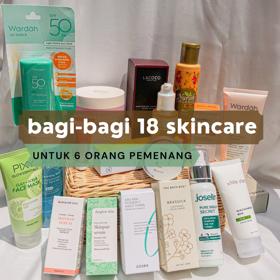 skinbrotha's tweet photo. 🚨 BAGI BAGI 18 SKINCARE 🚨

Bakal ada 6 pemenang &amp; masing2 dapet 3 produk sesuai pilihannya 😆

Rulesnya super gampang!
👉🏻 Follow @skinbrotha &amp; @glowithven
👉🏻 RT &amp; like tweet ini
👉🏻 Reply mau paket yang mana

Semua produk ✨new✨ ya!
End 24 November. Goodluck guys! 🥳 https://t.co/380RYofGpP