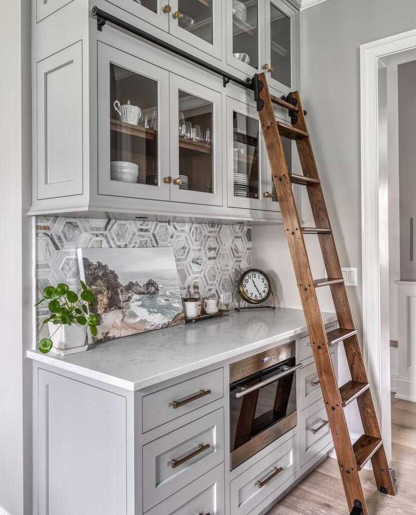 We love how the movable ladders and rails in this project by <a href="/Stoningtonnj/">Stonington Cabinetry</a> make it practical to have extra cabinets for storage above and extra undercounter appliances below. 

Plus, isn't there just something charming about a rustic ladder? 

Feat. <a href="/subzerowolf/">Sub-Zero, Wolf, and Cove</a> 

#dainspired