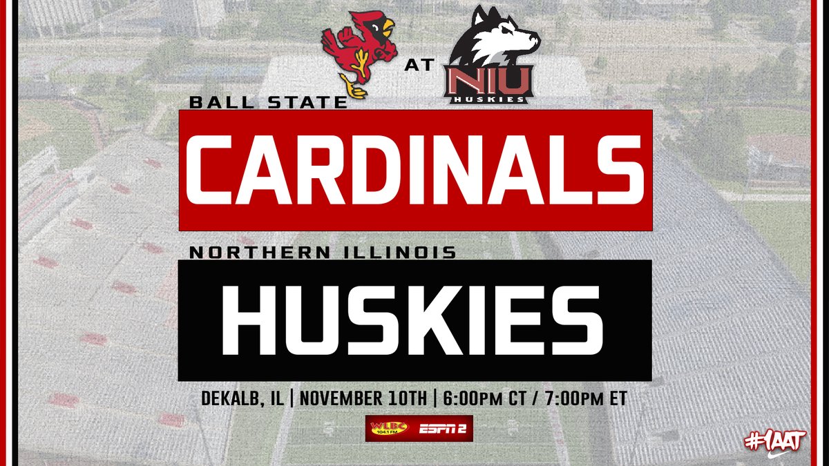 BallStateFB's tweet image. Game #10! #MACtion 
Cardinals at Huskies
🏟️ Huskie Stadium
📍 DeKalb, IL 
🏆 Battle for the Bronze Stalk
⌚️6:00pm CT / 7:00pm ET
📅 11/10/21
📺 ESPN2 
📻 @wlbcstudio 

#1AAT | #TrueCardinal