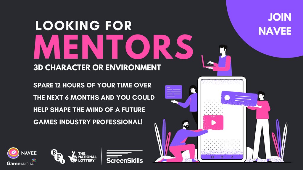 🎮 MENTORS NEEDED 🎮

Navee Mentorship Programme is currently searching for industry professionals who have experience with 

✨ 3D character or environment ✨

Visit the website for info + send us any questions you may have!

🔗: gameanglia.co.uk/navee-mentorsh…