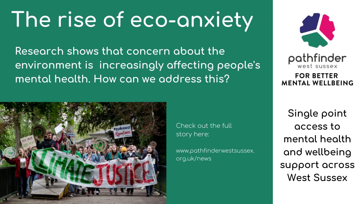 WestSussexMind's tweet photo. There's growing evidence that anxiety about our environmental future is affecting people's mental health. Full article here: https://t.co/c1QucYEhv6⁠

We'd love to hear what you think.

#ecoanxiety
#EcoAwareness
#ClimateCrisis
#mentalhealth
#mentalhealthawareness https://t.co/yv4XL3EnyB