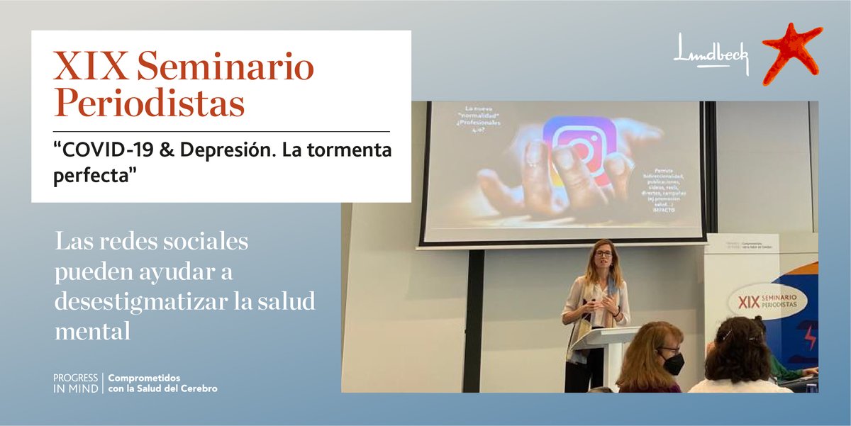 LundbeckES's tweet photo. #SeminarioLundbeck21 ▶ Las redes sociales han sido demonizadas por muchos motivos, pero también son plataformas donde los influencers comparten su asistencia al psicólogo abiertamente y los profesionales de la salud divulgan sobre la #saludmental, explica la Dra. @RosaMMR7. https://t.co/GBAhE6QHAA