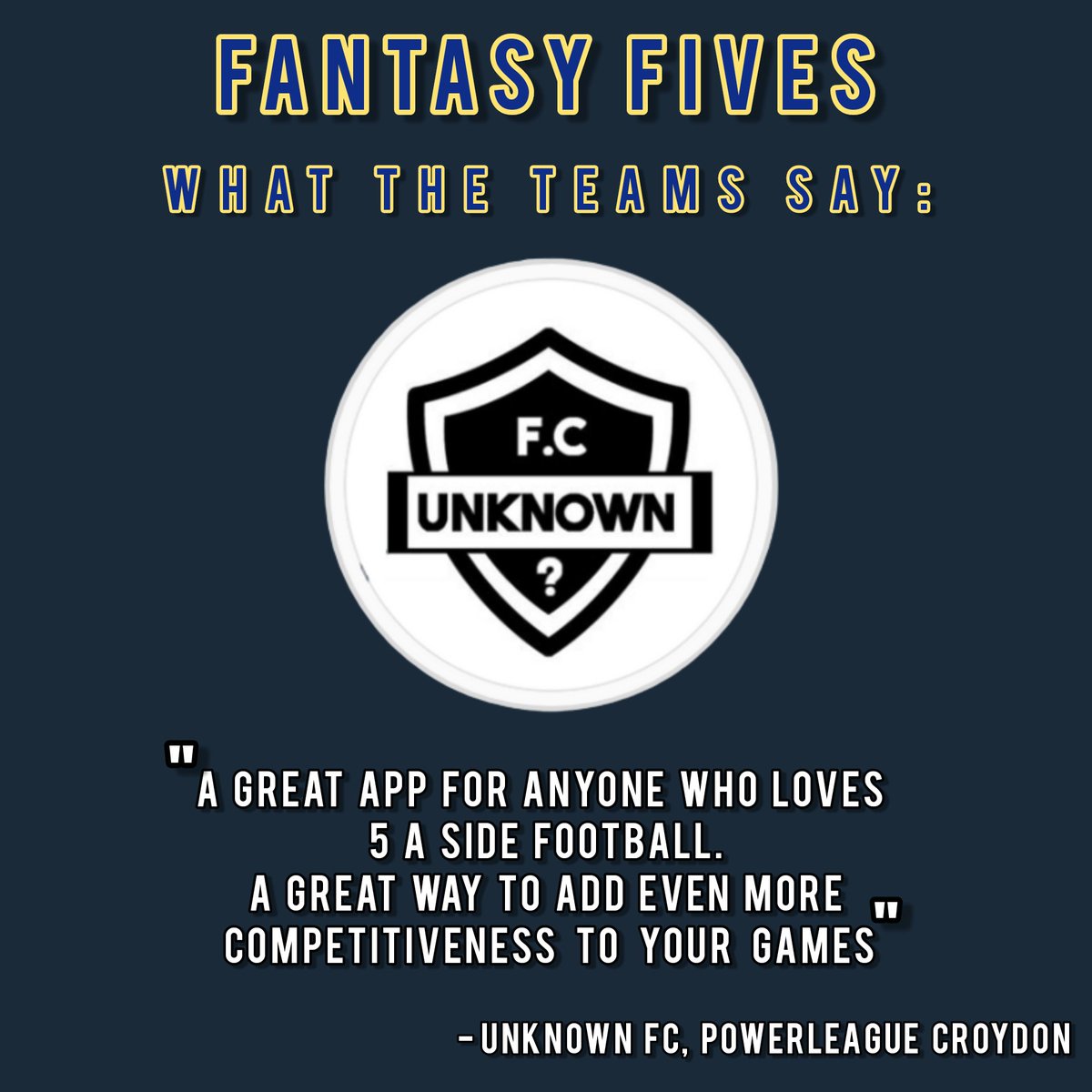 FantasyFivesApp's tweet photo. 🦁⚽️ What The Teams Say📣

UnknownFootballTeam took 3rd place in the league with 384 points! Here is what they had to say about Fantasy Fives!

Stay tuned for more info by following us on insta!
#fantasyfootball #fpl #5aside #fiveaside #goalsfootball #leisureleagues #powerleague https://t.co/nGdnx1lUF4