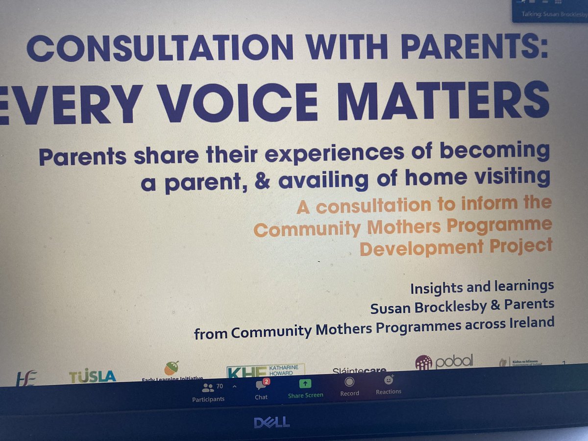 Listening to <a href="/BrocklesbySusan/">susan brocklesby</a> give input on consulting with parents on their experiences of home visiting at #HomeVisitingAlliance <a href="/PEIN_Ire/">PEIN</a> <a href="/WhatWorksIrl/">What Works Ireland</a> @dcediy <a href="/tusla/">Tusla - Child and Family Agency</a> @Mngr_PFL <a href="/letsgro_2gether/">Let'sGrowTogether!Infant&ChildhoodPartnershipsCLG</a> <a href="/LifestartFdn/">Lifestart Foundation</a> <a href="/letsgro_2gether/">Let'sGrowTogether!Infant&ChildhoodPartnershipsCLG</a> <a href="/CommunityMothe2/">Community Mothers Roscommon</a> <a href="/ELI_Docklands/">Early Learning Initiative</a>