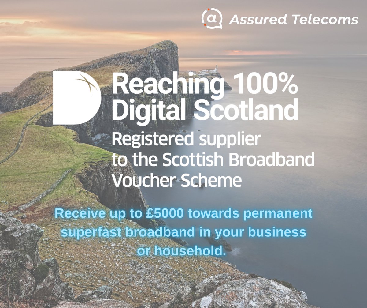 assuredtelecoms's tweet photo. The Scottish Broadband Voucher Scheme is helping businesses and households receive access to SUPERFAST WIFI ⚡️

Don't let slow WIFI affect your business and household productivity! Contact us today to find out if you are eligible #DigitalScotland

https://t.co/qJqjluHrlt https://t.co/qnfa6mWOSD