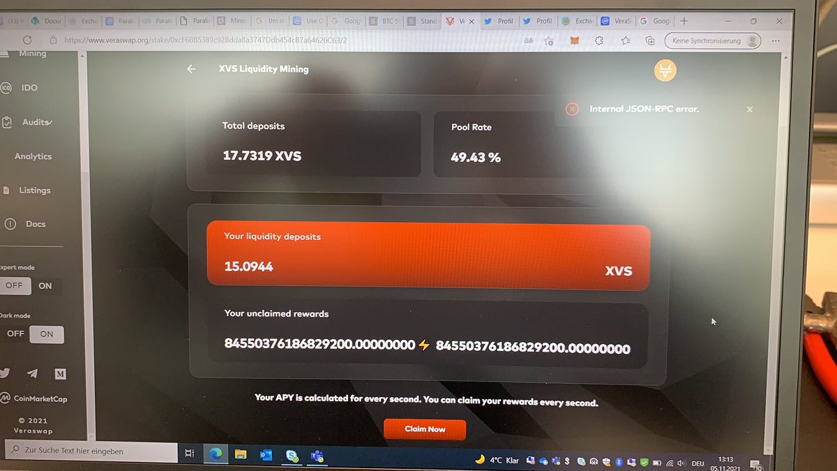 becomeXwealthy's tweet photo. @VeraswapDEX sorry . how can I unstake my XVS on your site? It doesn’t work, neither the claiming works https://t.co/KtkVylmv4a
