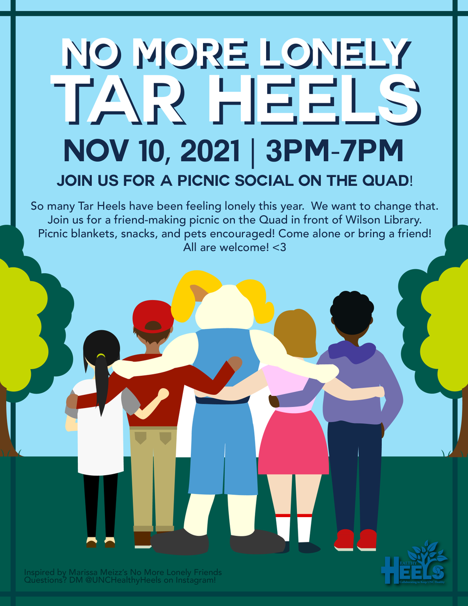 ARSatUNC's tweet photo. Join the Healthy Heels for a picnic next week to be together and make some new friends! https://t.co/2dRL6mG5H8