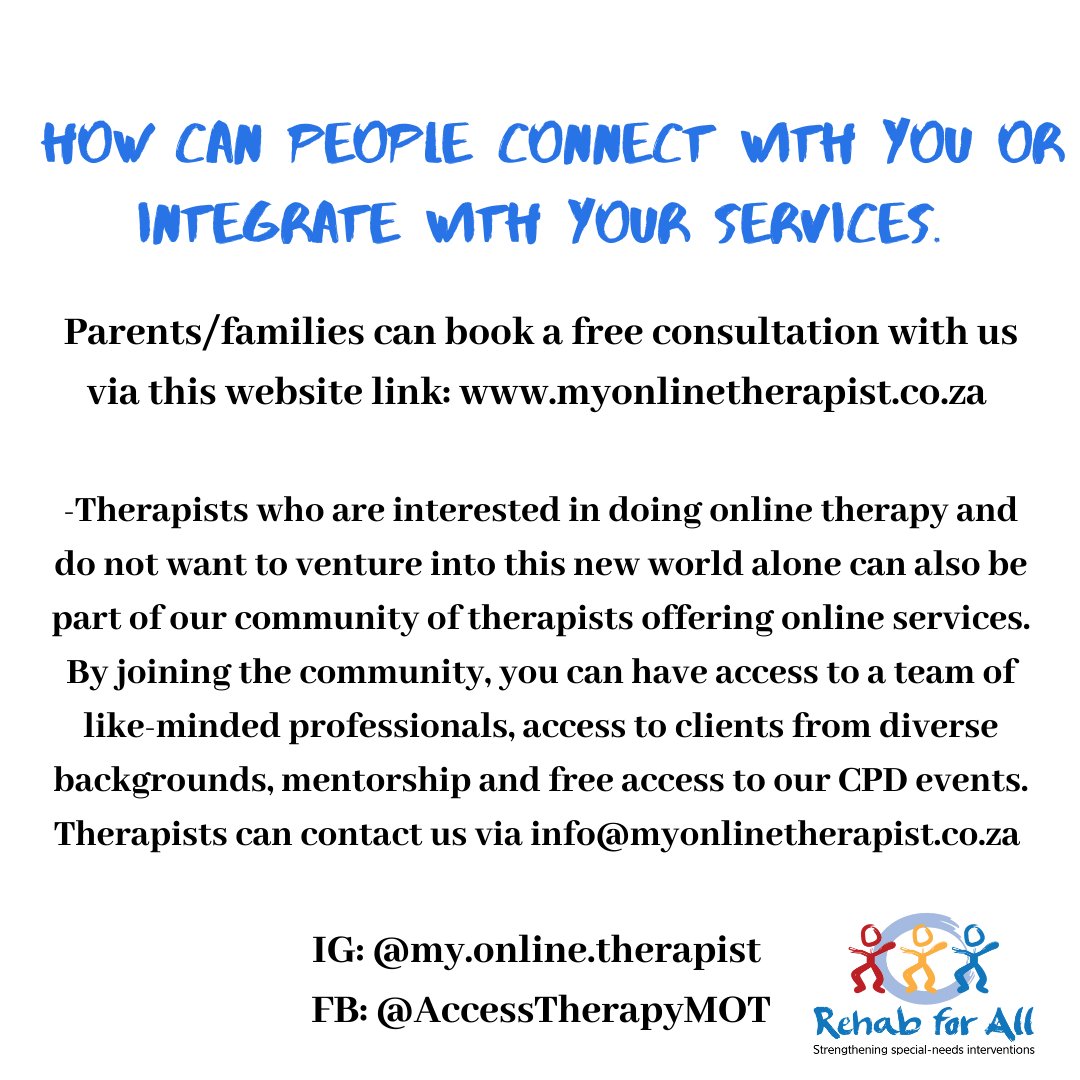 Learn more about MyOnlineTherapist.co.za  , making rehabilitation services more accessible to families who need it.

Don't forget to share this post. 
 #RehabForAllSA