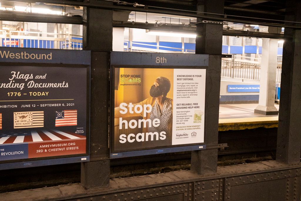 NKCDC's tweet photo. Thanks to funding from @NeighborWorks America's #StopHomeScams campaign, NKCDC ran its first ad campaign on El trains and stations this fall. Our free housing services are available to any Philadelphian, and we're grateful for new ways to get the word out. Call 215-427-0350! https://t.co/JN2WgBu18U